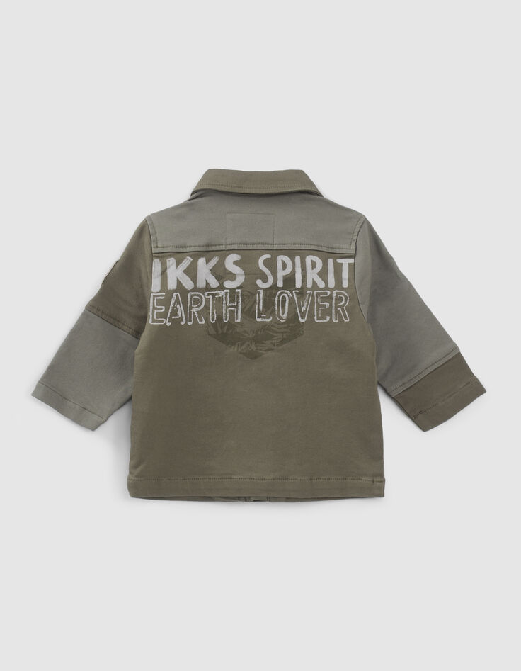 Baby boys’ khaki safari jacket with contrasting pockets-3