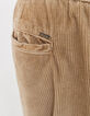 Beige Herrenjogginghose aus geripptem Velours-5