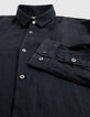 Men’s black pure linen SLIM shirt-3