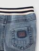 Baby boys’ blue jeans with print and ribbed waistband-6