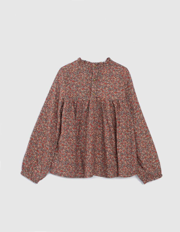 Girls’ navy micro-flower print blouse-3