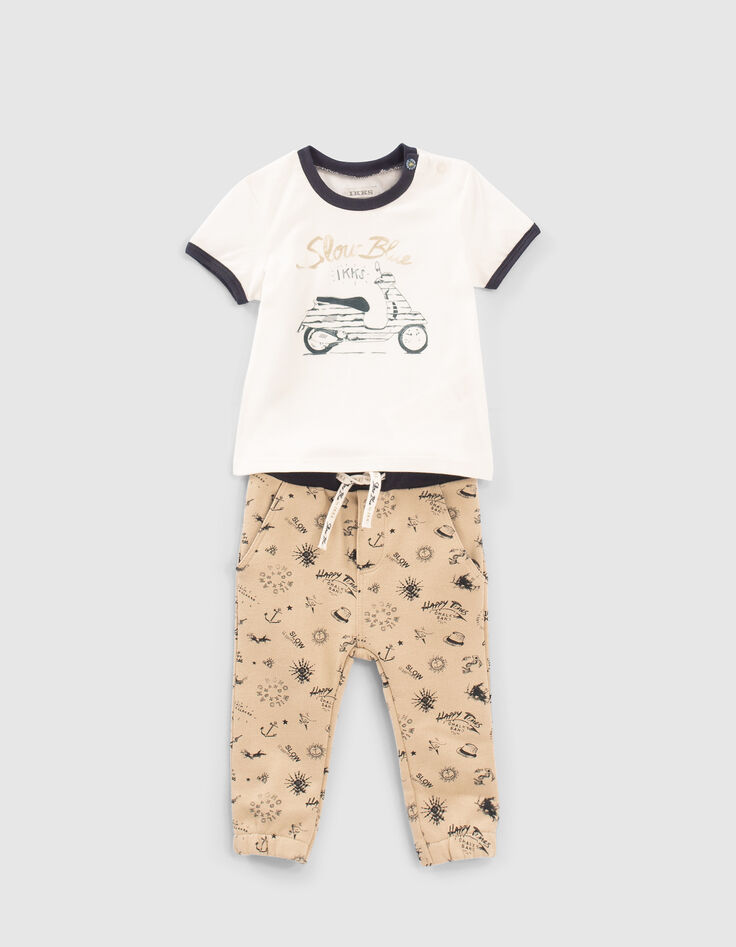 Conjunto jogging estampado y camiseta blanca bebé niño-1