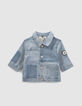 Baby boys’ blue denim jacket with detachable hood-3