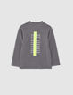 Boys’ grey T-shirt with flocked pocket-4