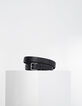 Men's black leather ridged belt-1