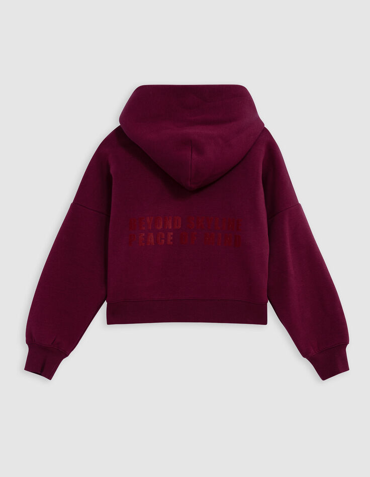 Sudadera con mensaje flocado de terciopelo rojo para niña-3