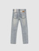 Blauwe slim jeans met gevlochten riem jongens-3