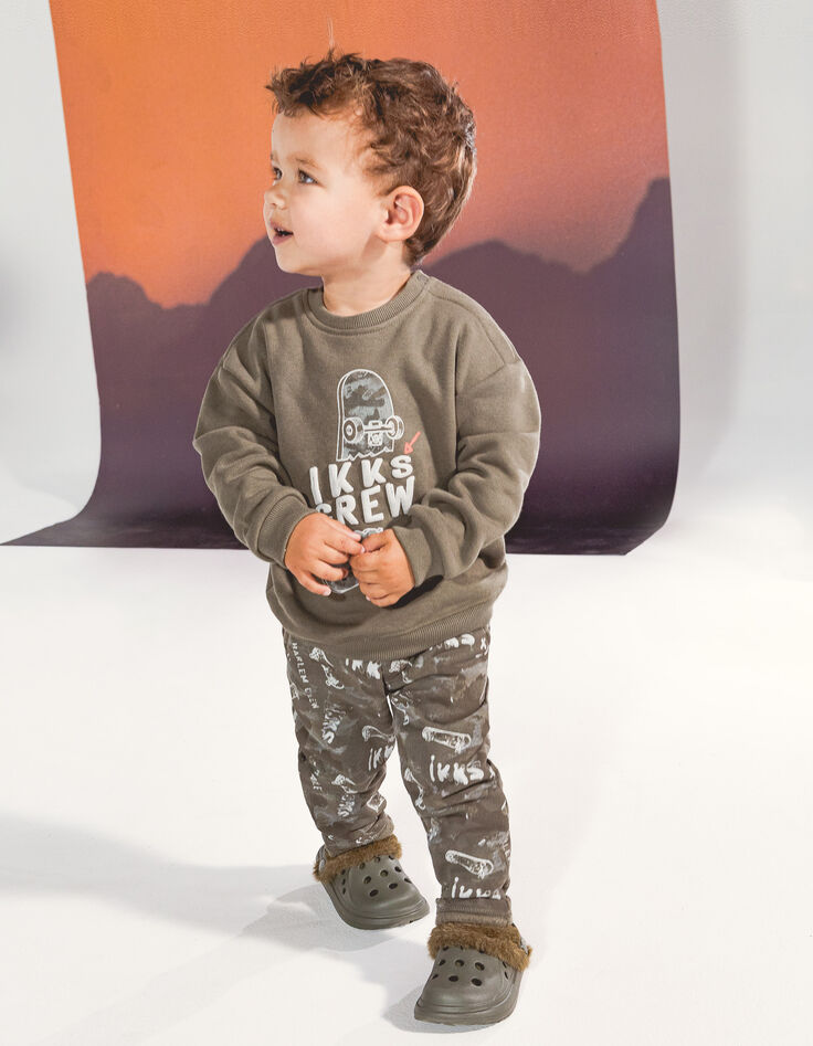 Baby boys’ camouflage joggers and khaki sweatshirt outfit-2