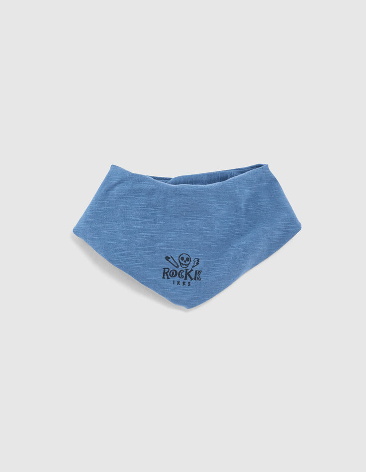 Baby’s medium blue rock print organic cotton bib-1