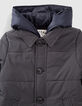 Boys’ navy nylon check padded jacket trench coat-2