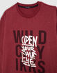 Boy's red slogan print and embroidered sequin T-shirt-2