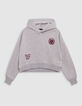 Girl's grey hoodie with XL number embroidery and print-3