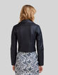 Women’s quilted shoulder lambskin leather short jacket-3