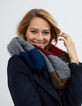 I.Code navy blue Jacquard multi-colour striped scarf-2