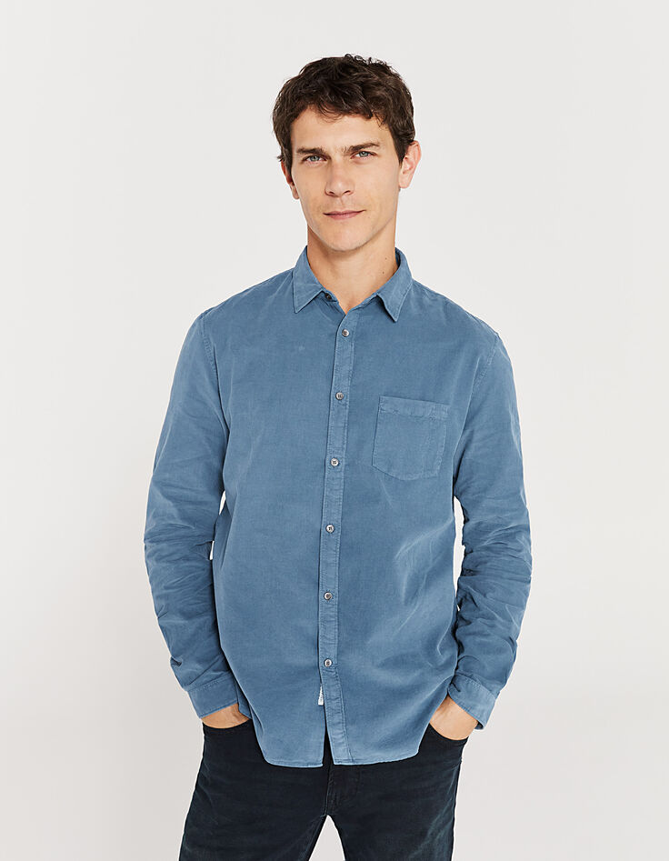 Chemise SLIM glacier velours milleraies Homme-5