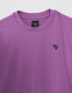 Violettes Jungen-T-Shirt, aufgeflocktes Samtmotiv hinten-4