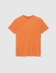 T-shirt L'Essentiel orange coton bio col rond Homme-7