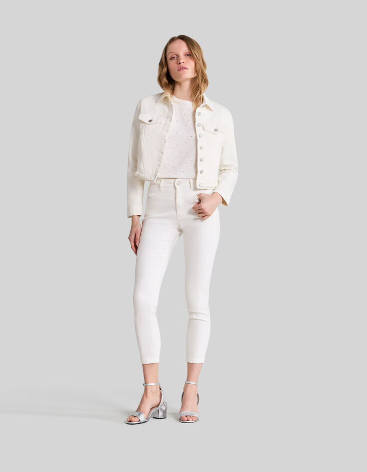 Off-white denim damesjack met vlechtdessin-9