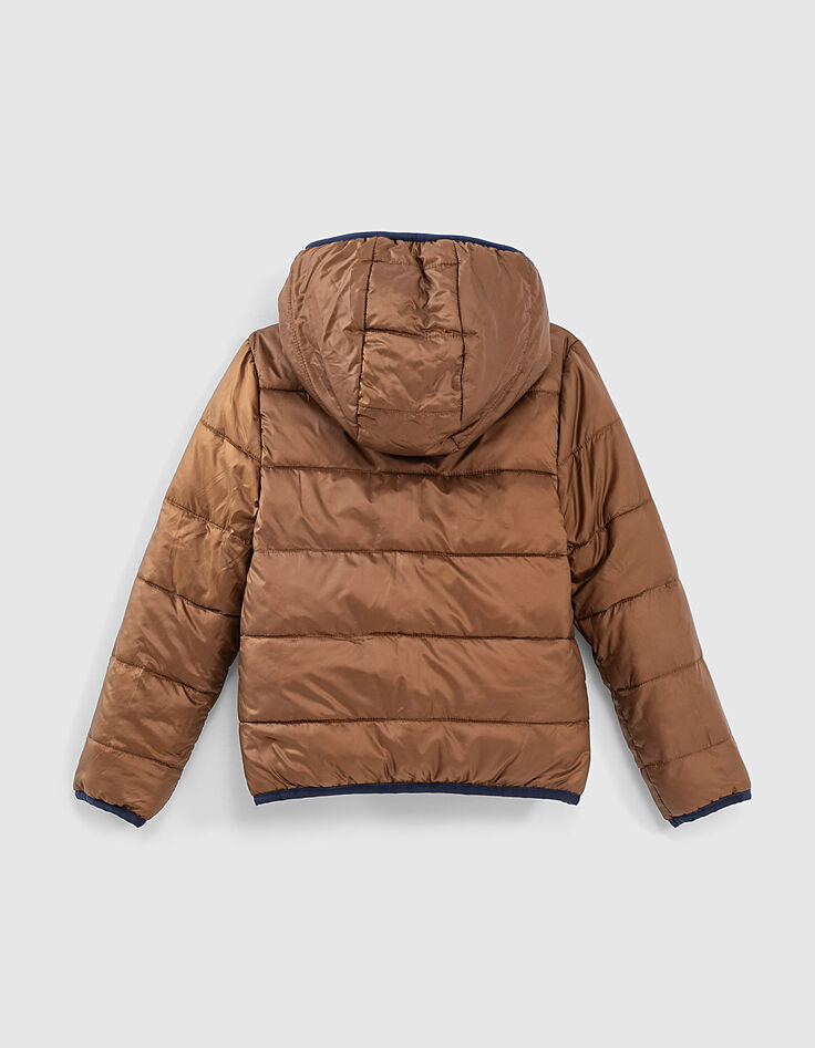 Boys’ navy tattoo/cognac reversible padded jacket-6