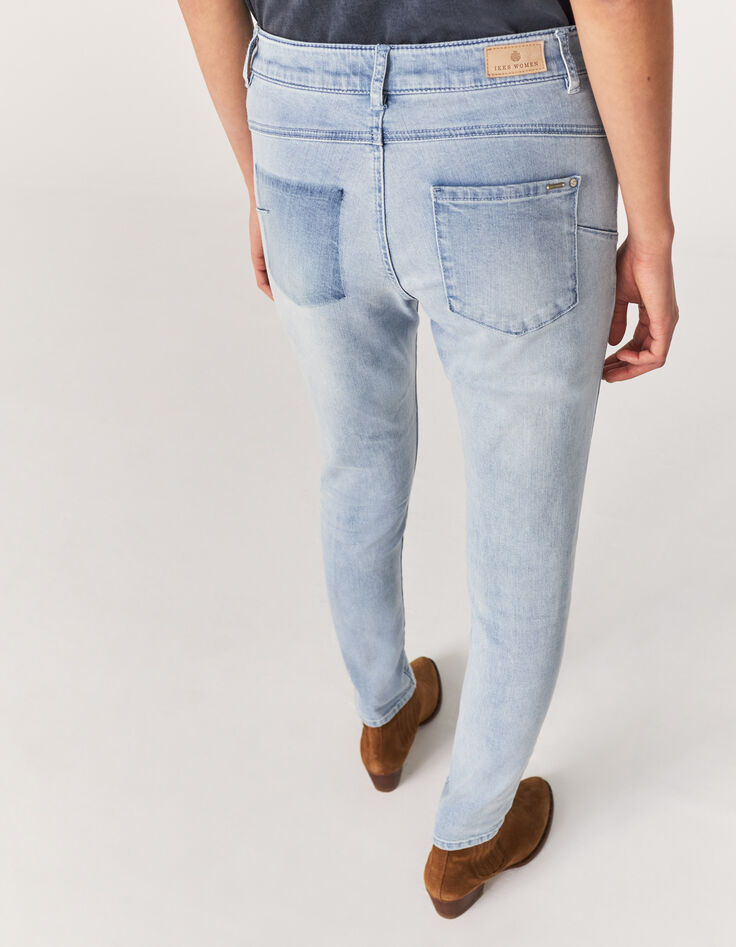 Jean bio effet patch coupe sculpt up longueur 7/8ème femme-3