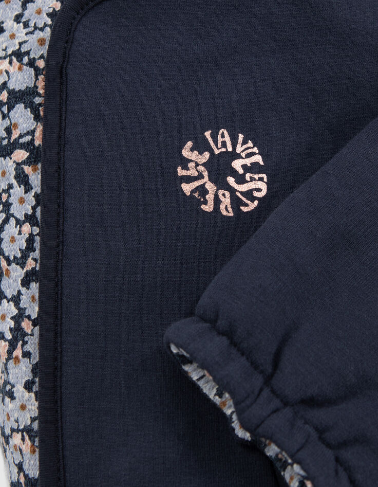 Cardigan réversible marine et fleurs bébé fille-9