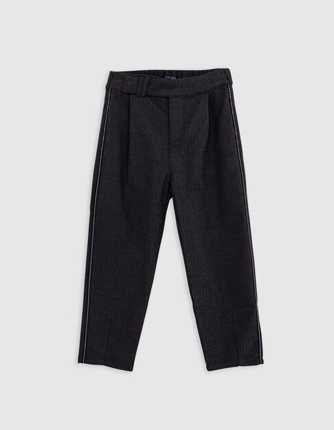 Girl's black faux-uni jewel-ribbon pants - IKKS