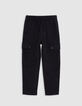 Black BATTLE pants with elastic waistband for boys-3