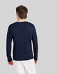 Marineblauw T-shirt met lange mouwen Heren-3