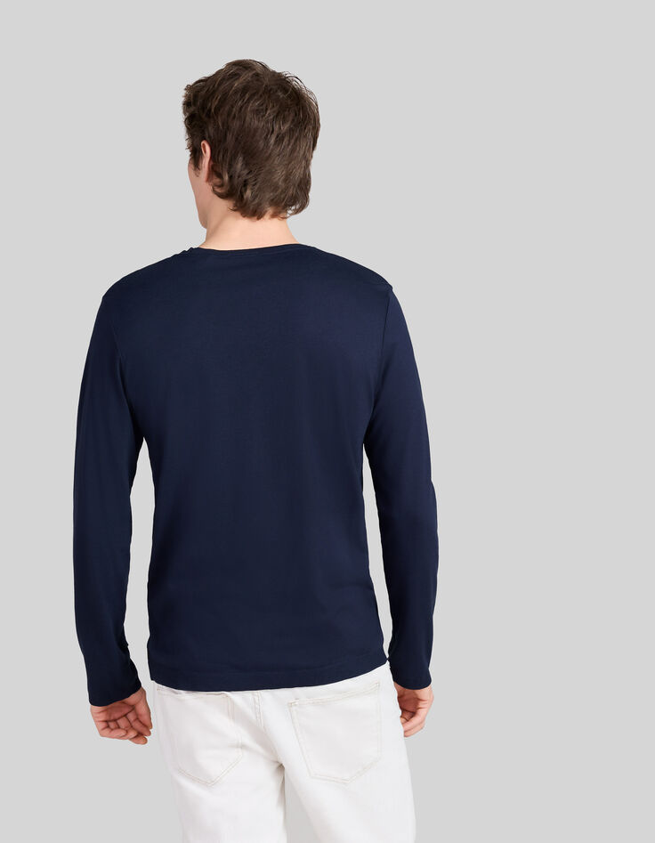 Marineblaues Herrenshirt mit langen Ärmeln-3