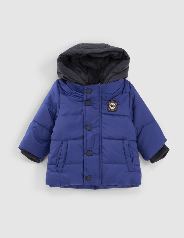 Baby boys’ blue padded jacket with black hood