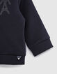 Baby boy navy cardigan with removable visor-4