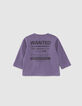 T-shirt violet bio print rock devant et dos bébé garçon-3
