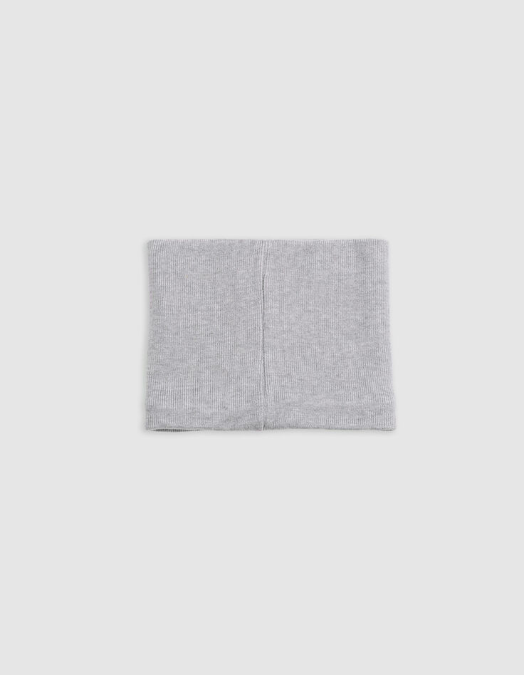 Boy's grey recycled knit rubber logo snood-3