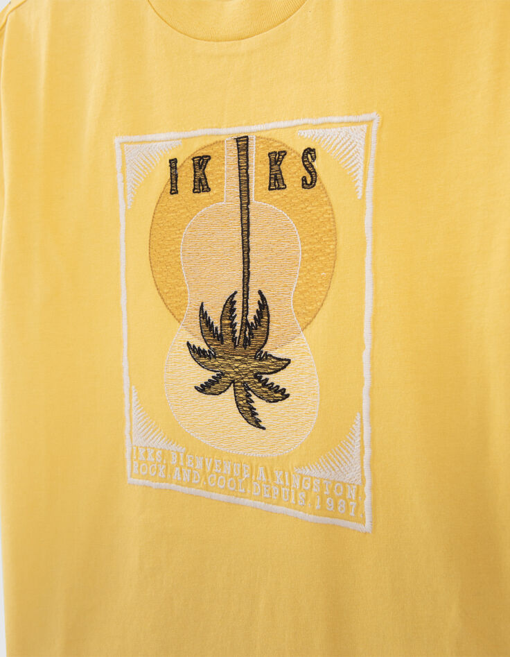 Boys’ yellow T-shirt, embroidered guitar and palm trees-6