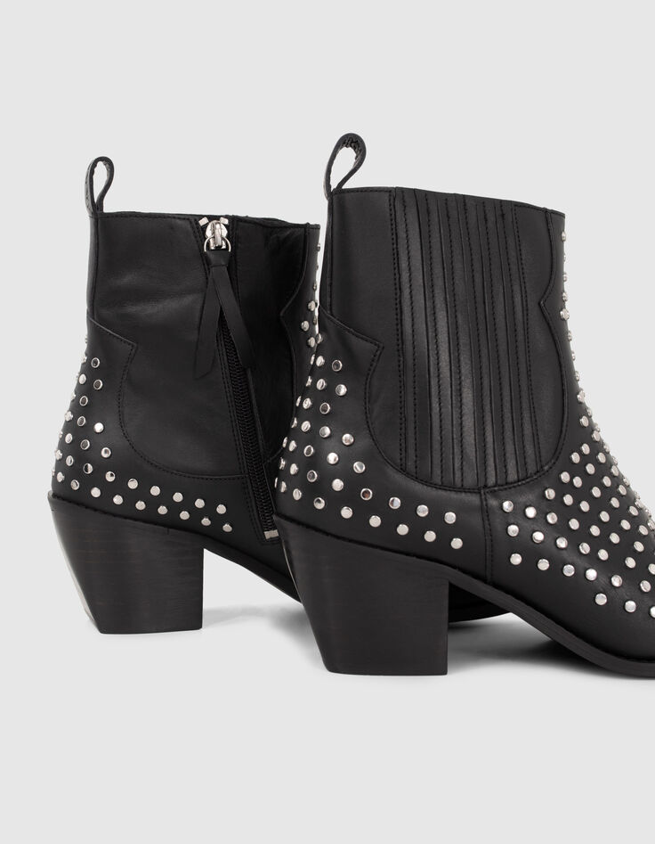Women’s black all-over studded leather Chelsea boots-5