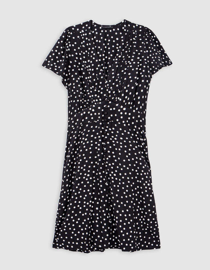 Robe noire LENZING™ ECOVERO™ imprimé pois Femme-6