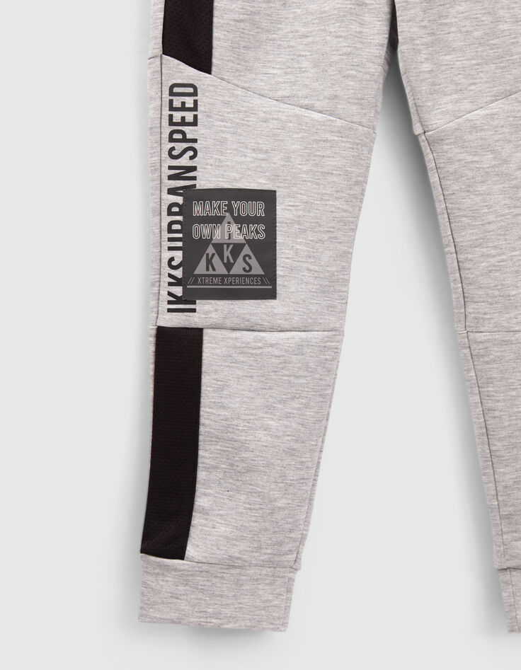 Boys’ grey joggers with black and reflective details-4