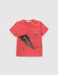 Rood T-shirt opdruk 3D bliksem babyjongens-1