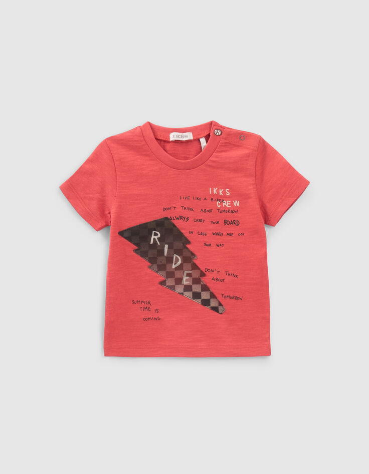 Rood T-shirt opdruk 3D bliksem babyjongens-1