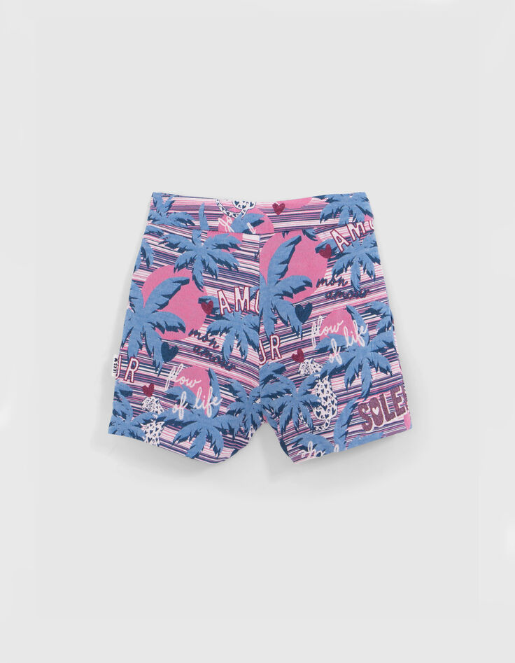 Girls’ white palm tree-leopard jacquard shorts-4