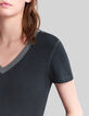 Women's black beaded T-shirt-4