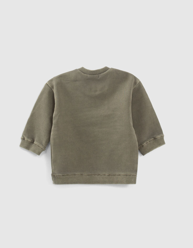 Khaki Sweatshirt mit Army-Stickereien für Babyjungen -4