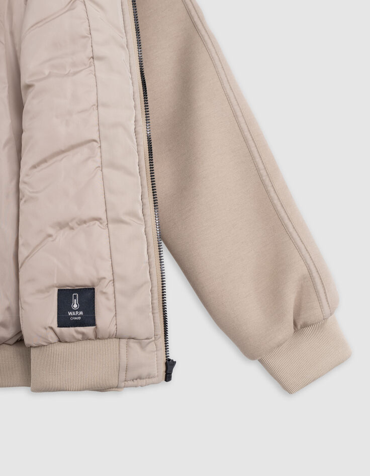 Blouson beige bi-matière à capuche garçon-6