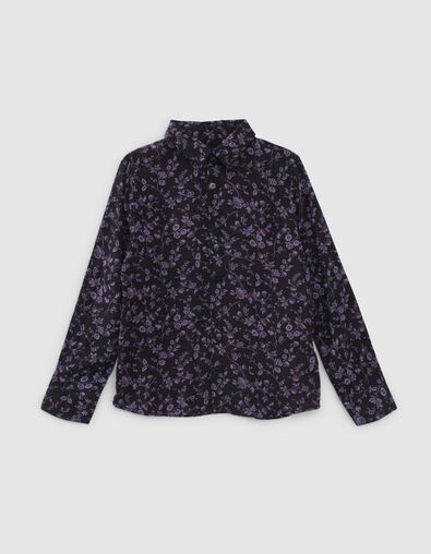 Boys’ violet and black flowery LENZING™ ECOVERO™ shirt - IKKS