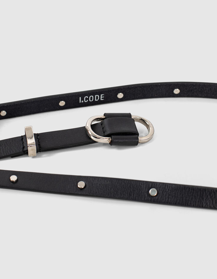 Ceinture noire cuir lisse clouté I.Code-3