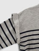 Girls’ grey marl sweater with navy stripes and ruffles-4