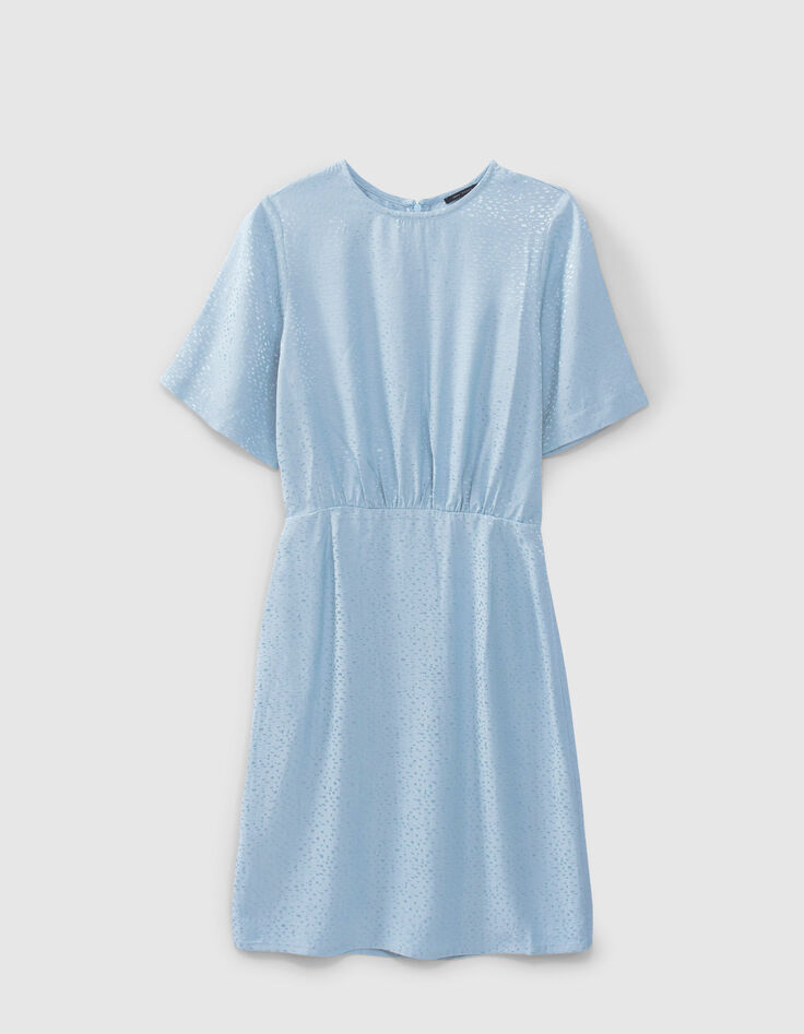Blauwe jurk fantasie-jacquard grafisch motief Dames-6