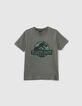 T-shirt kaki logo gomme JURASSIC PARK garçon-3