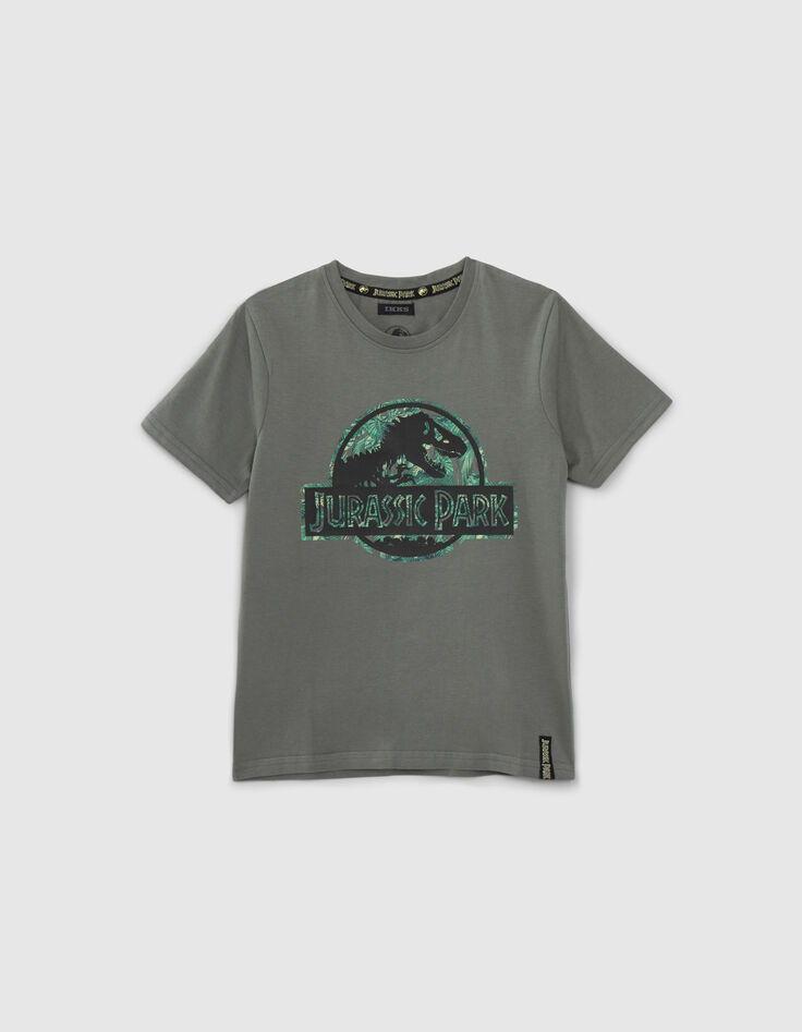 Boys’ khaki T-shirt with rubber JURASSIC PARK logo-3