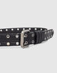 Ceinture jeans en cuir noire matelassée et œillets femme-4